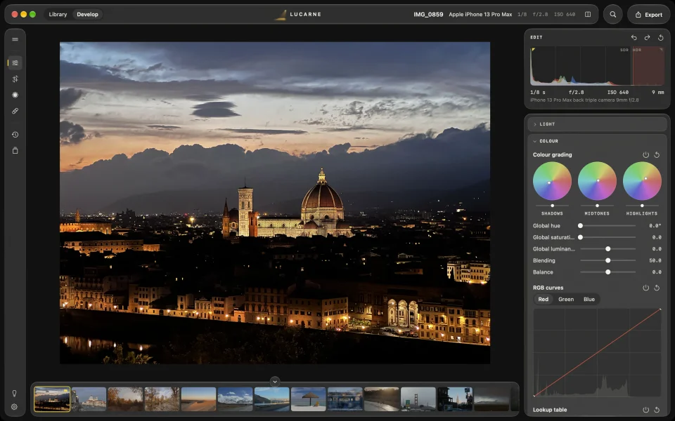 Developing a photo in Lucarne